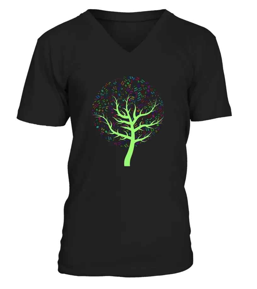 Music Notes Colorful Symbols Tree  Musicians Fun Tee Camiseta cuello en V Unisex