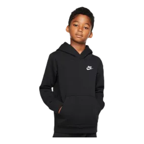 Nike Sportswear Club Big Kids' Pullover Hoodie BLACK/WHITE