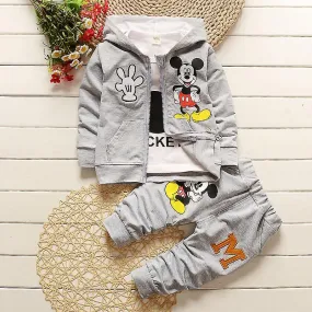 Niños Bebé Niños Chicas Outfits Mickey Mouse Abrigo Camiseta Pantalones Set Ropa