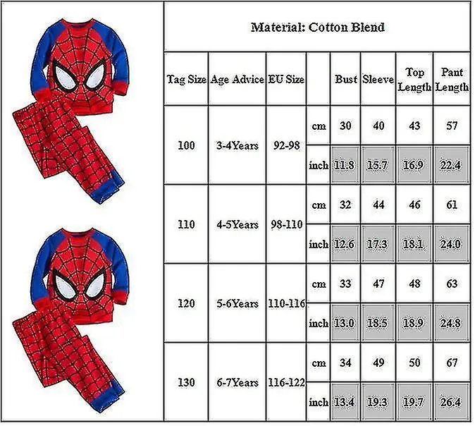 Niños Niños Pijamas Trajes Ropa de noche Spiderman Avengers Ropa de dormir Super héroe Pjs Set