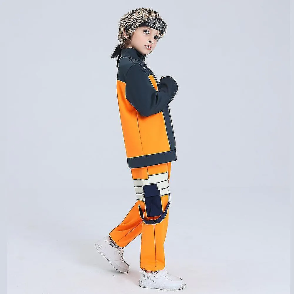 Niños Uzumaki Naruto Disfraces Niños Halloween Naruto Ropa Chaqueta Pantalones Kits de diadema