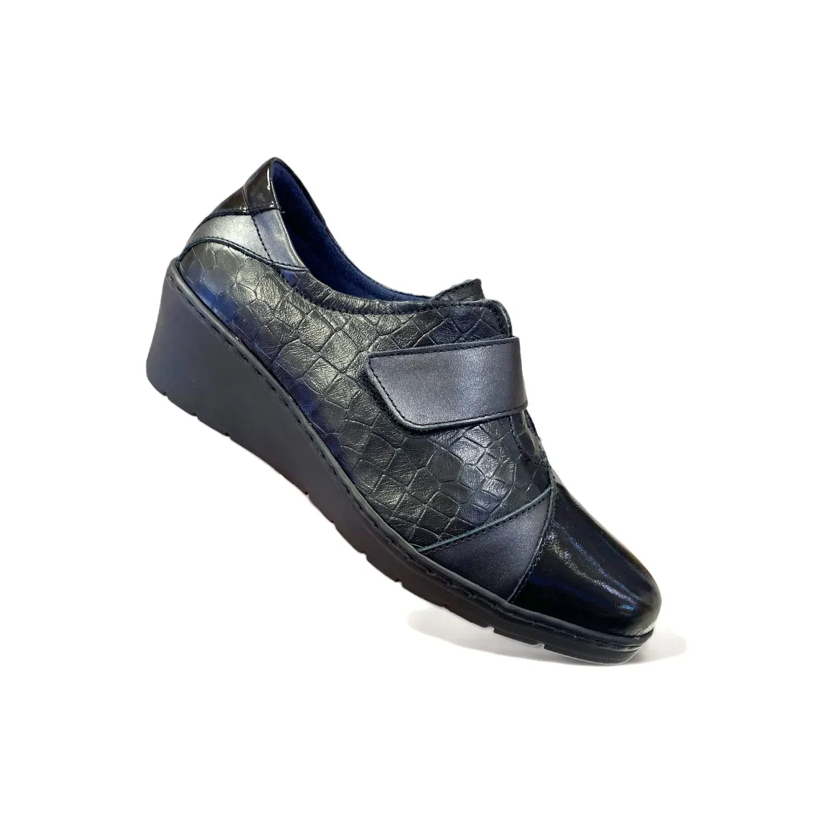 Notton zapato ancho especial cuña mujer con velcro N1058