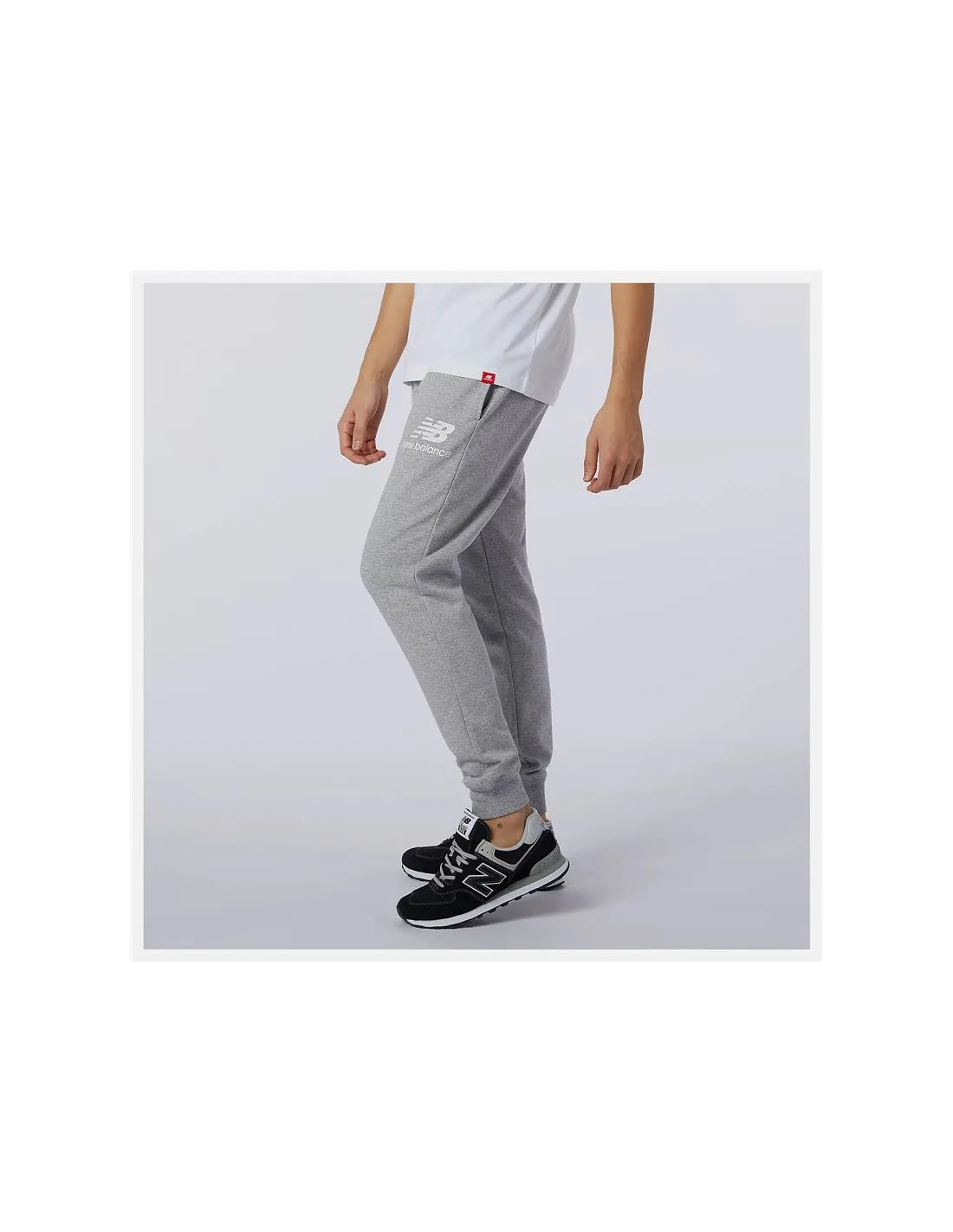 Pantalones New Balance Essential Stack Logo Gris