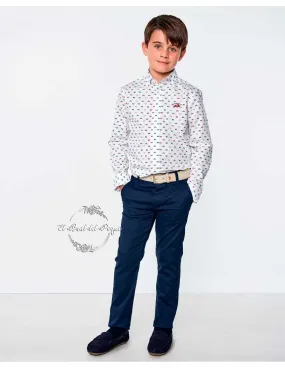 Pantalón Chino Estampado Spagnolo Moda Infantil Azul Marino