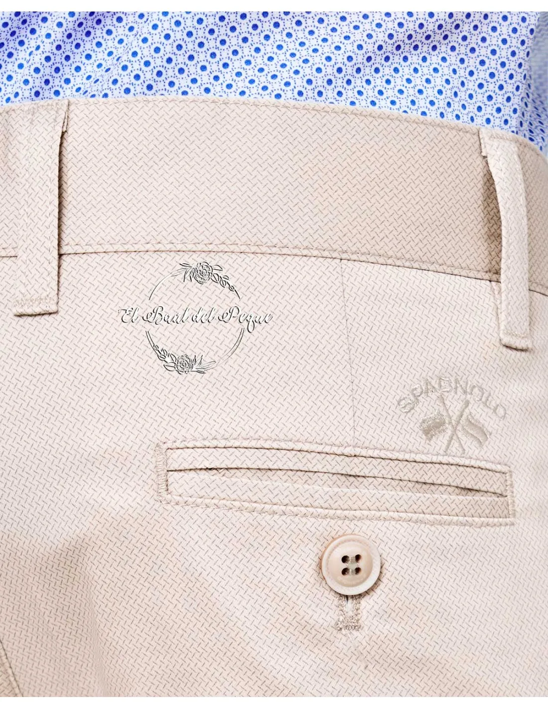 Pantalón Chino Estampado Spagnolo Moda Infantil Beige