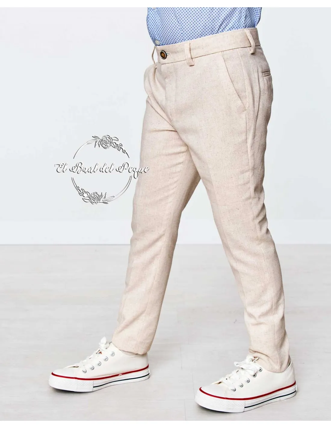 Pantalón Chino Pinzas Lino Ceremonia Arena Spagnolo