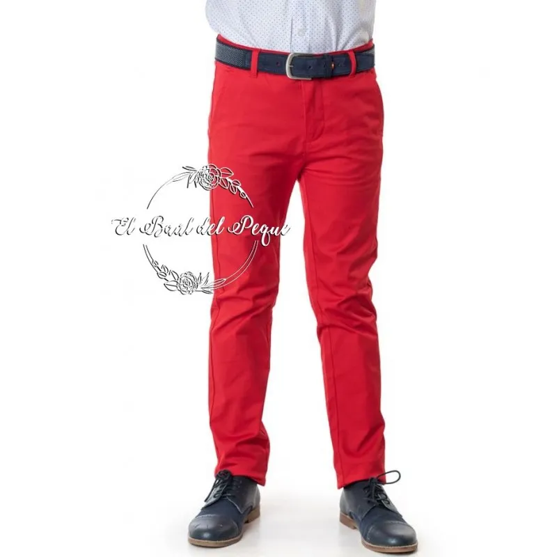 Pantalón Chino Sarga Rojo Spagnolo