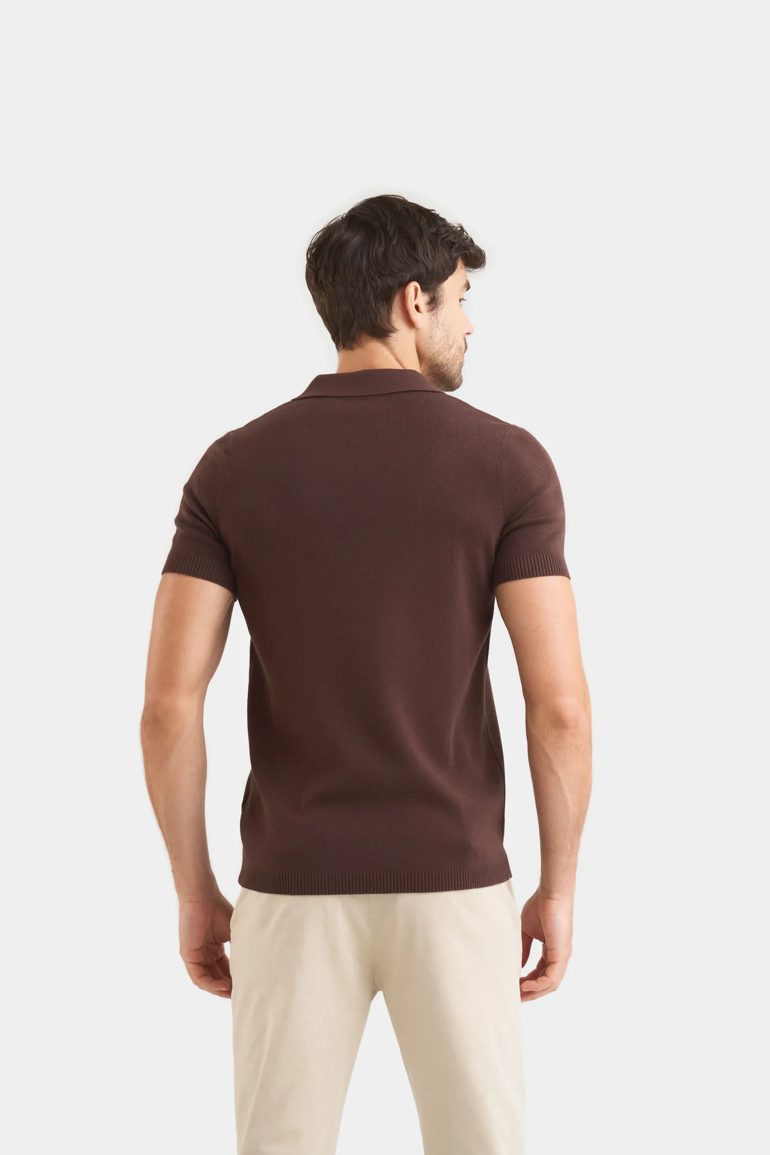 Polo tejida para hombre cuello en V