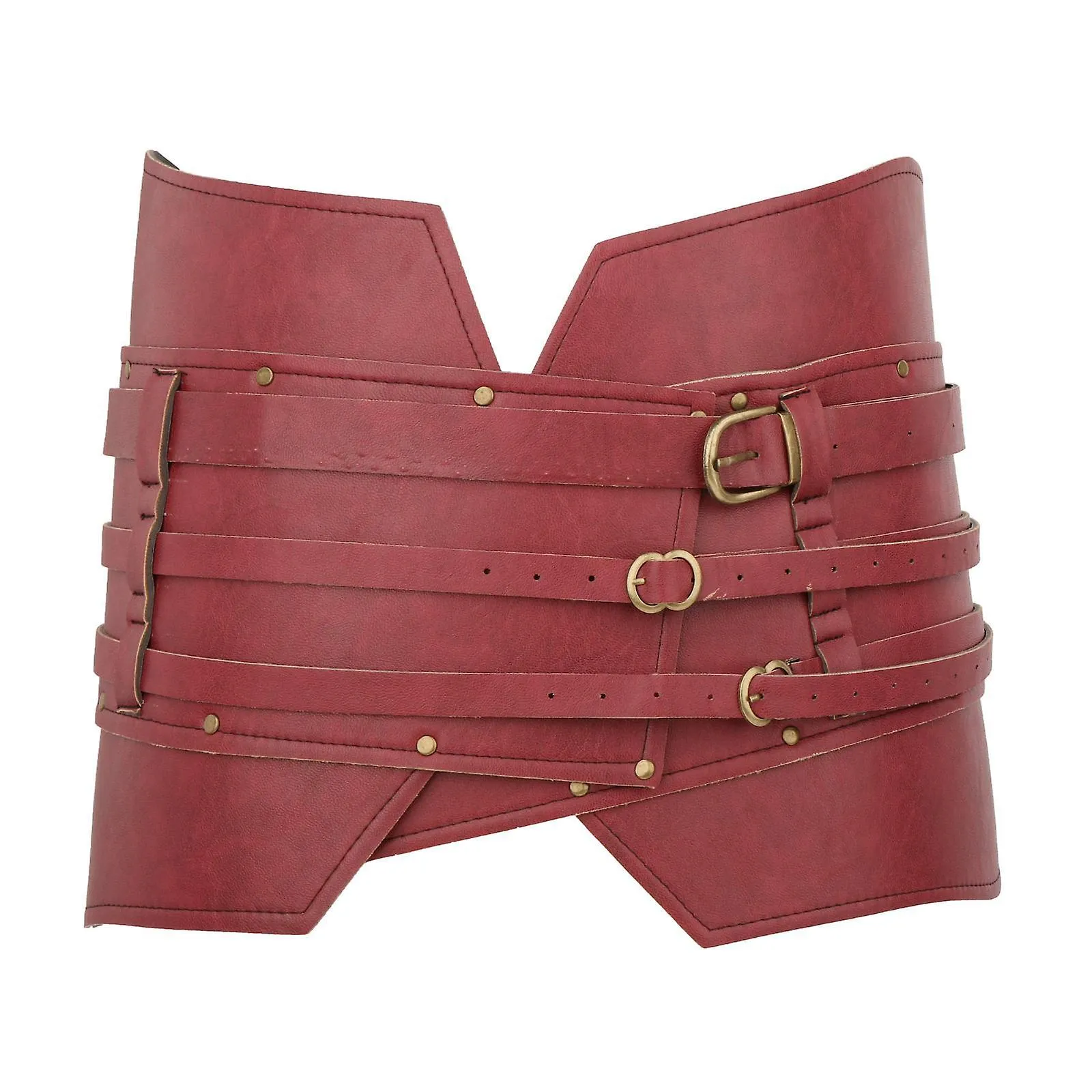 Pu Medieval Vintage Wide Belt Cosplay Costume Steampunk Sash Women Men Red