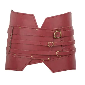 Pu Medieval Vintage Wide Belt Cosplay Costume Steampunk Sash Women Men Red