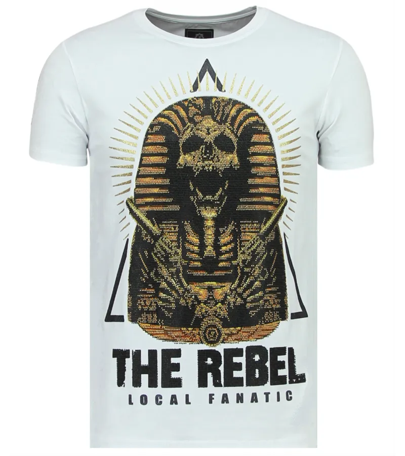 Rebel Pharaoh Rhinestone - Camiseta Hombre - 6322W - Blanco