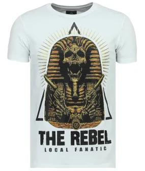 Rebel Pharaoh Rhinestone - Camiseta Hombre - 6322W - Blanco