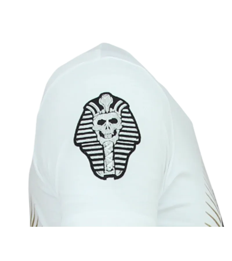 Rebel Pharaoh Rhinestone - Camiseta Hombre - 6322W - Blanco