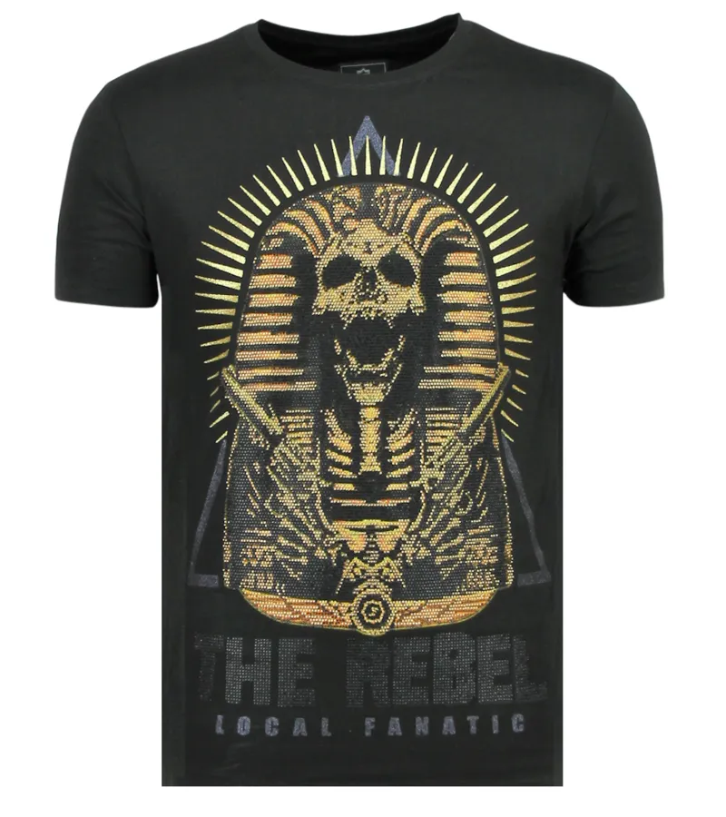 Rebel Pharaoh Rhinestone - Camisetas Hombre - 6322W - Negro