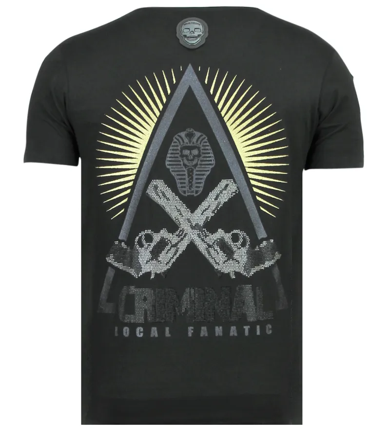 Rebel Pharaoh Rhinestone - Camisetas Hombre - 6322W - Negro