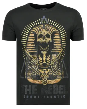 Rebel Pharaoh Rhinestone - Camisetas Hombre - 6322W - Negro