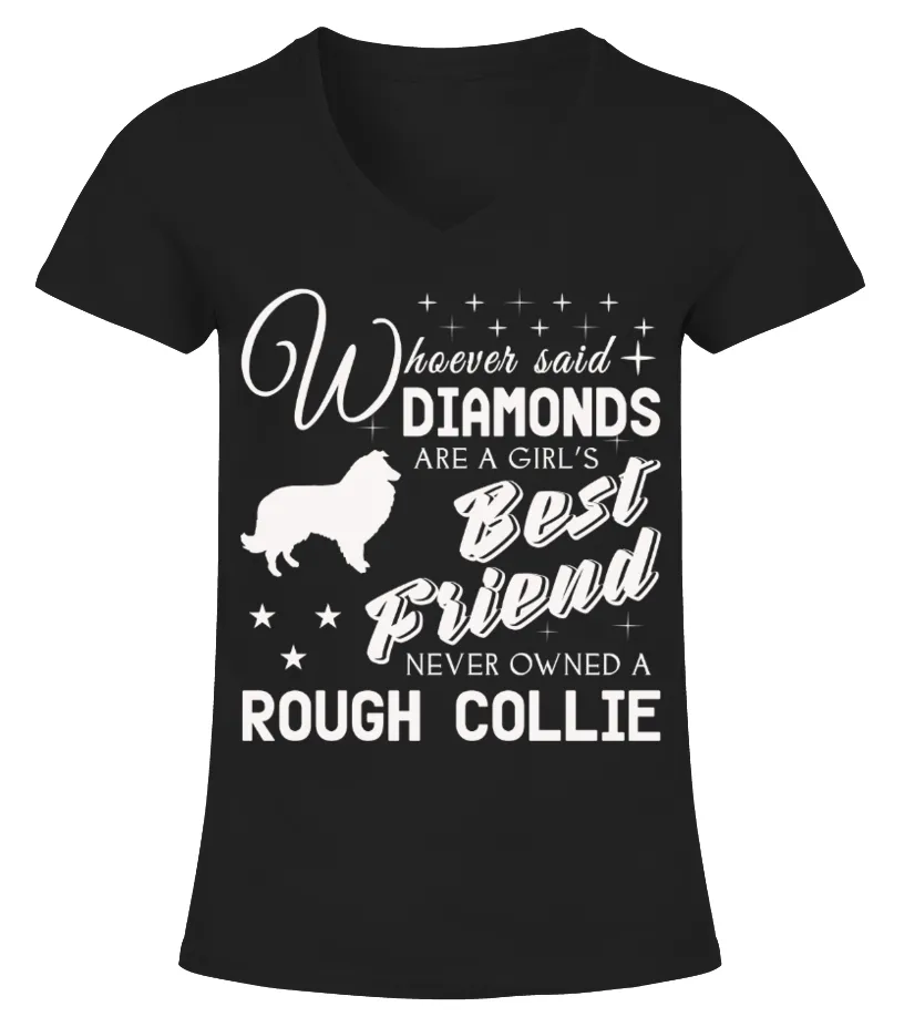 ROUGH COLLIE LOVER CUTE TSHIRT CAMISETA CUELLO PICO MUJER