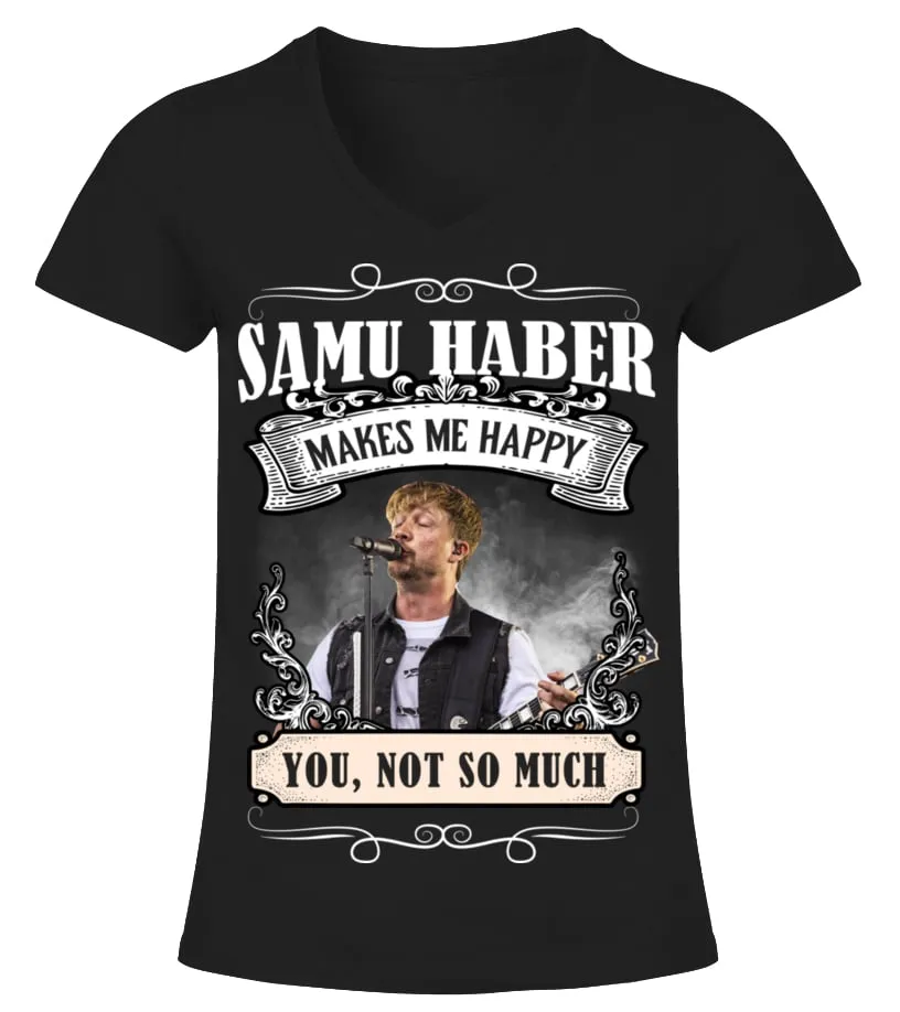 SAMU HABER MAKES ME HAPPY Camiseta cuello pico Mujer