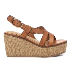 Sandalias de Piel 161546 marrón -Altura cuña 9cm-