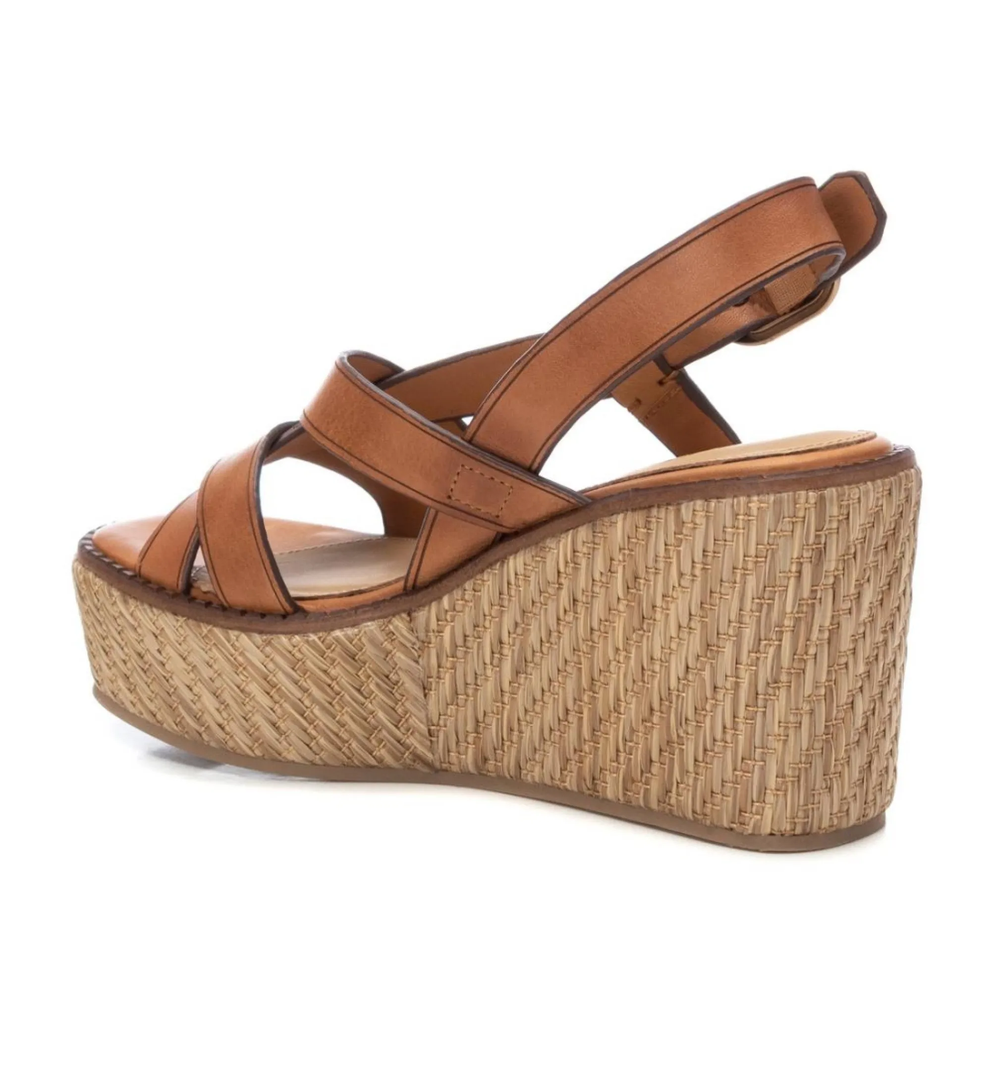 Sandalias de Piel 161546 marrón -Altura cuña 9cm-