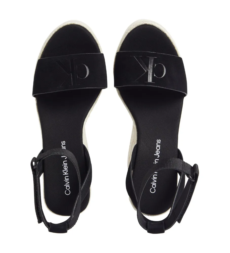 Sandalias de piel Su Mg negro -Altura cuña 12cm-