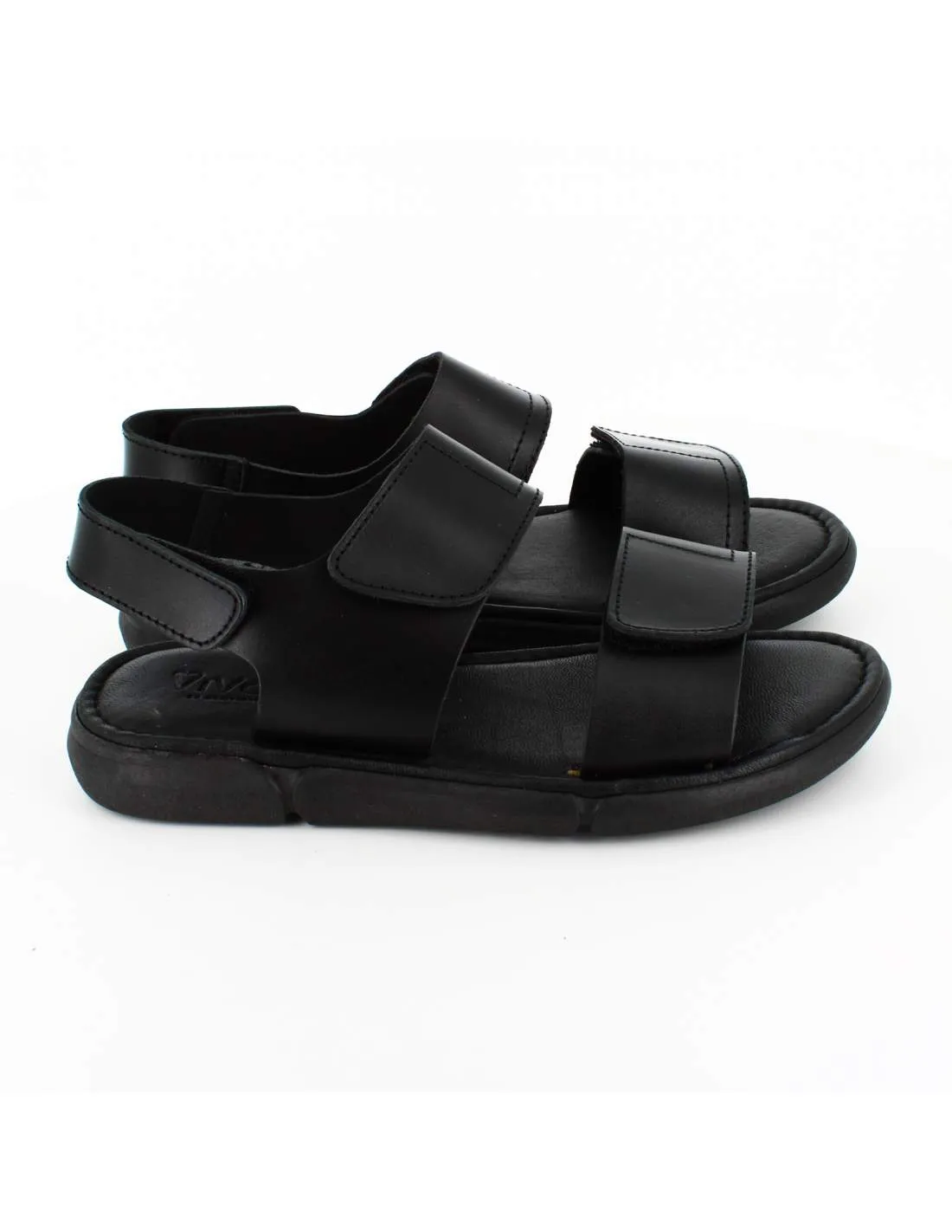 Sandalias Hombre Piel Vaquetilla Negra