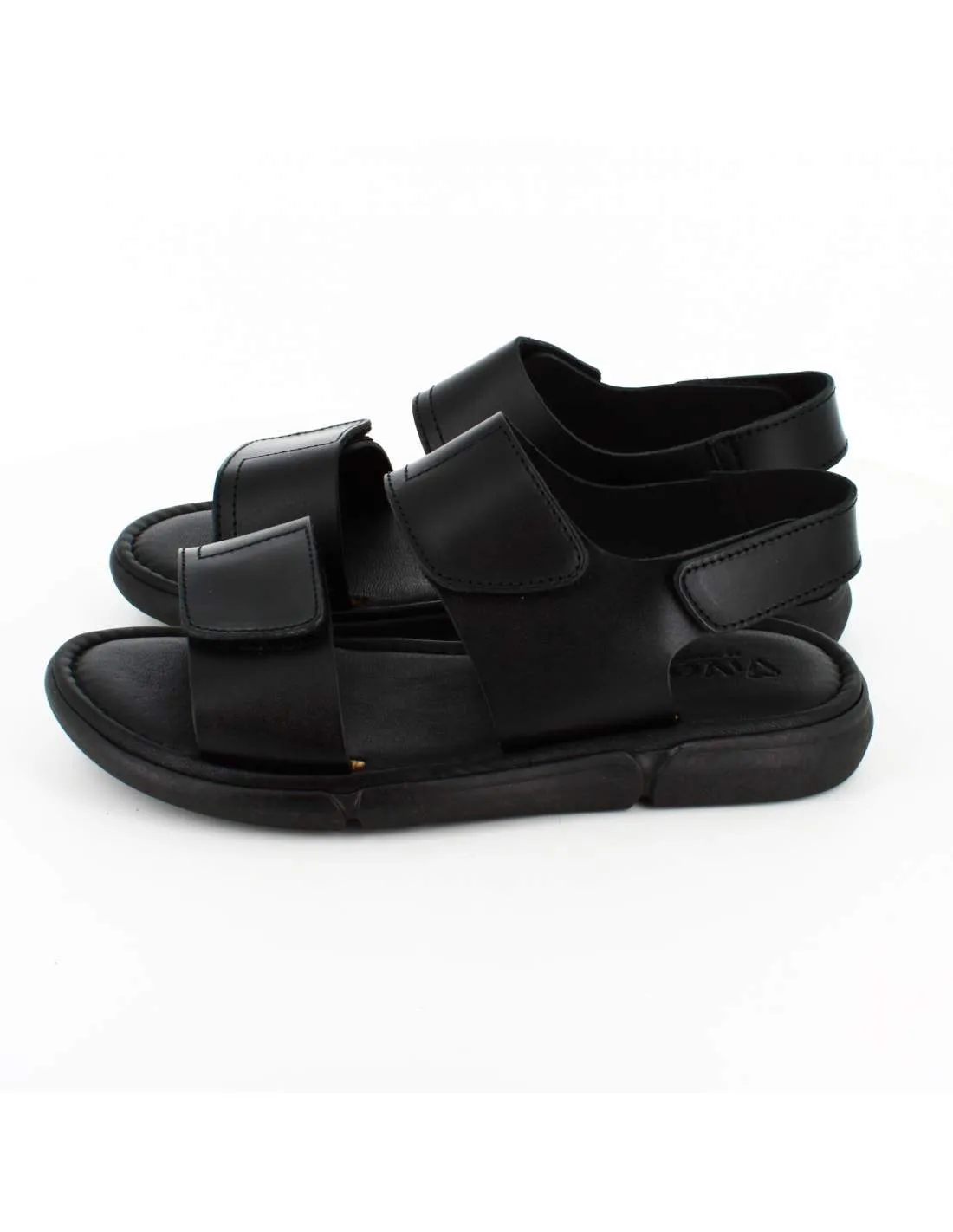 Sandalias Hombre Piel Vaquetilla Negra