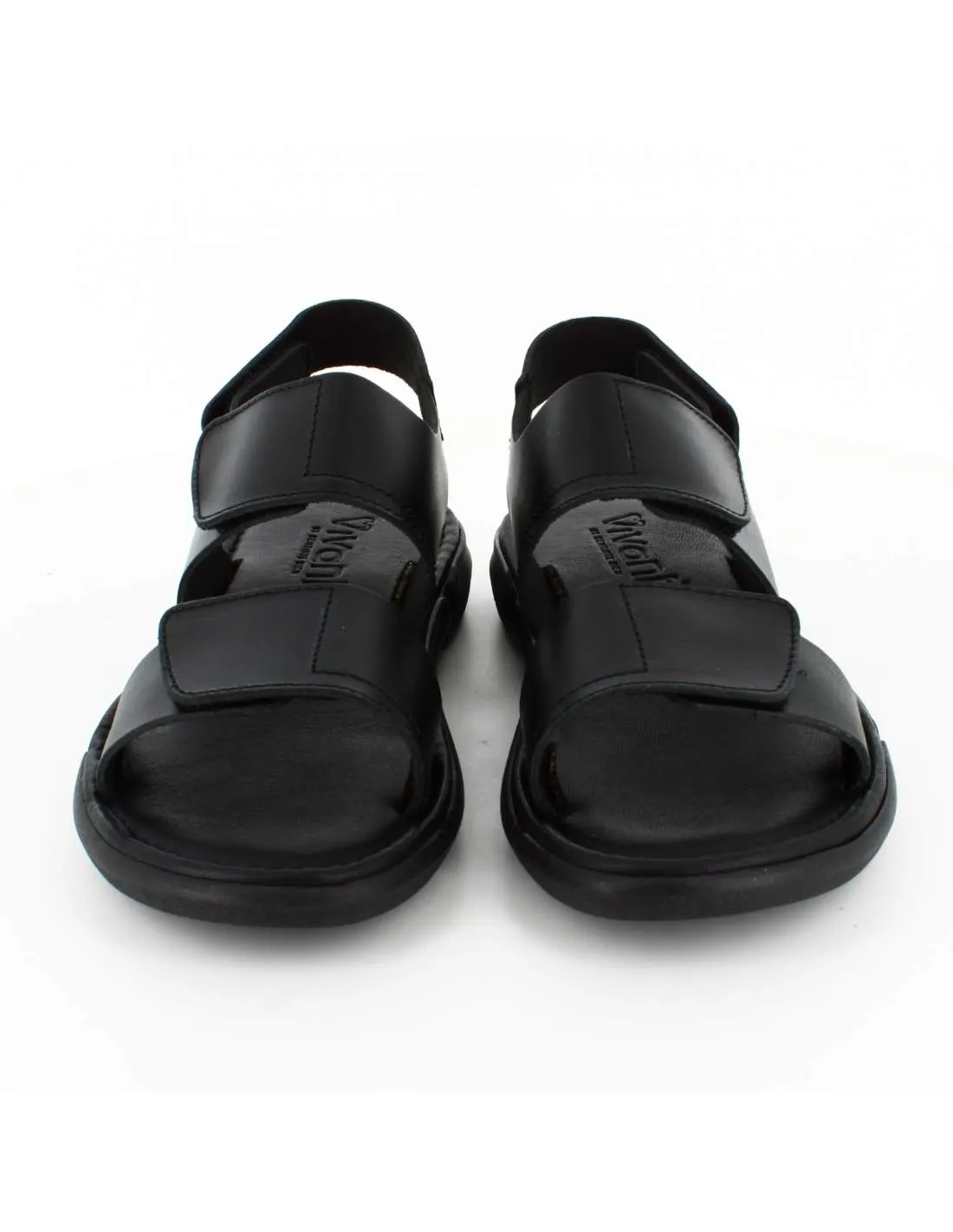 Sandalias Hombre Piel Vaquetilla Negra