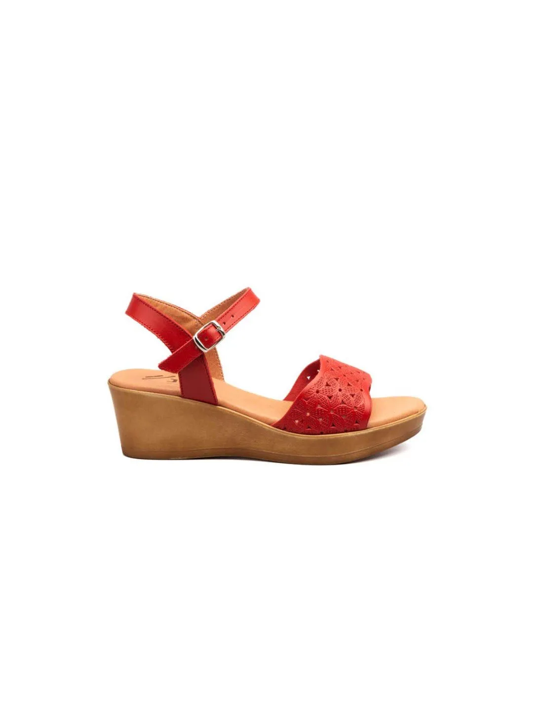 Sandalias mujer piel rojas