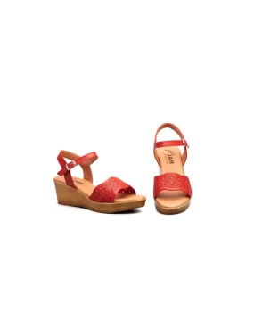 Sandalias mujer piel rojas