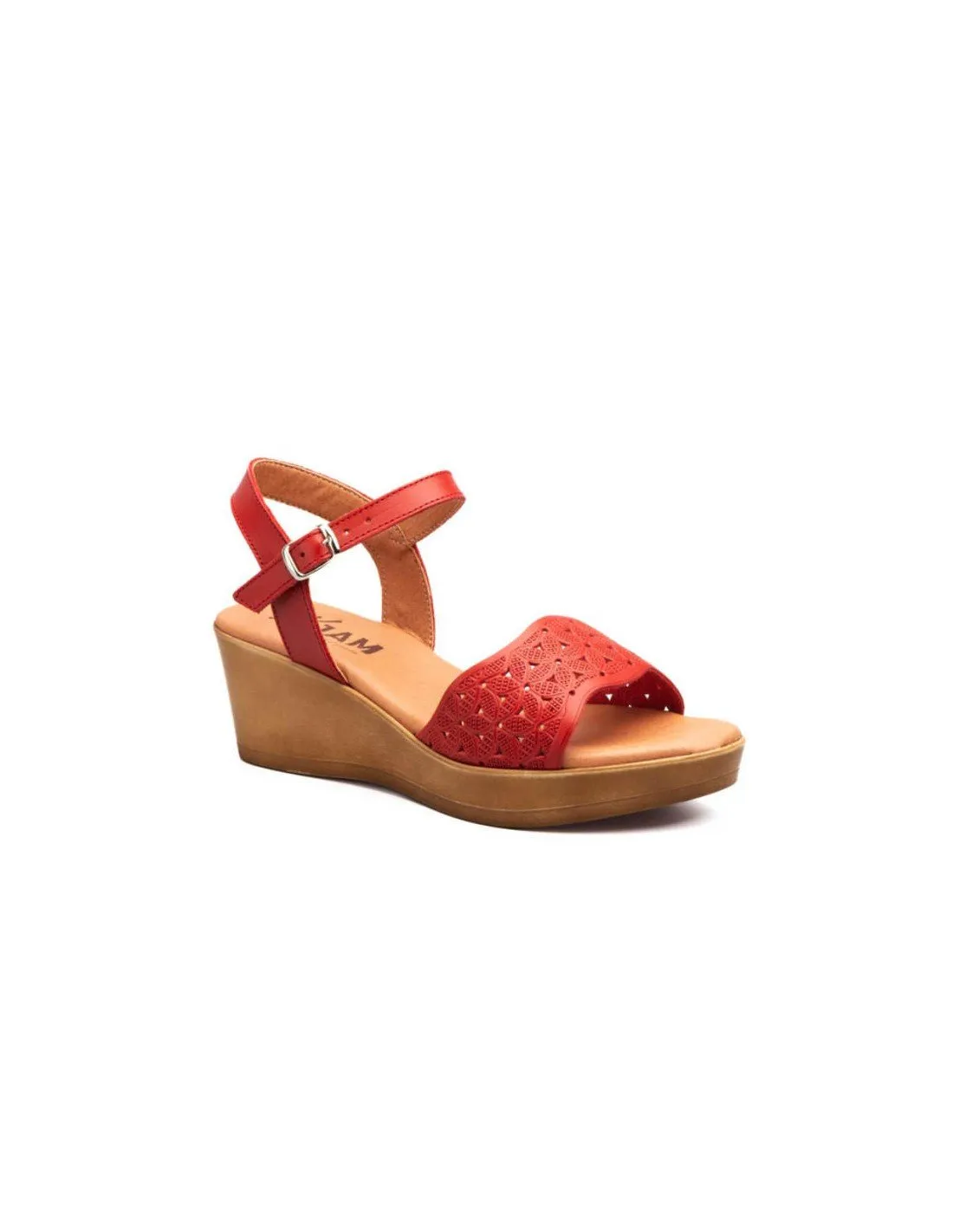 Sandalias mujer piel rojas