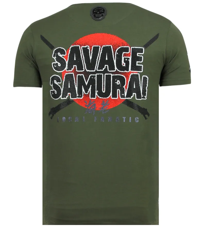 Savage Samurai Rhinestone - Camisetas Hombre - 6327G - Verde