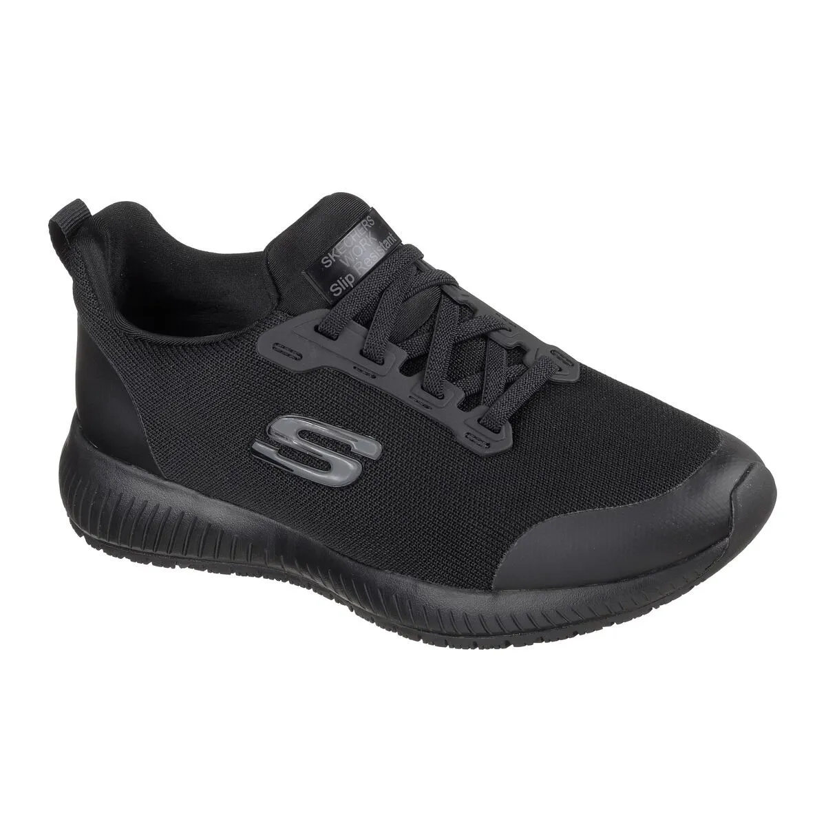 Skechers zapatilla trabajo mujer sin cordón Squad negro Sk77222