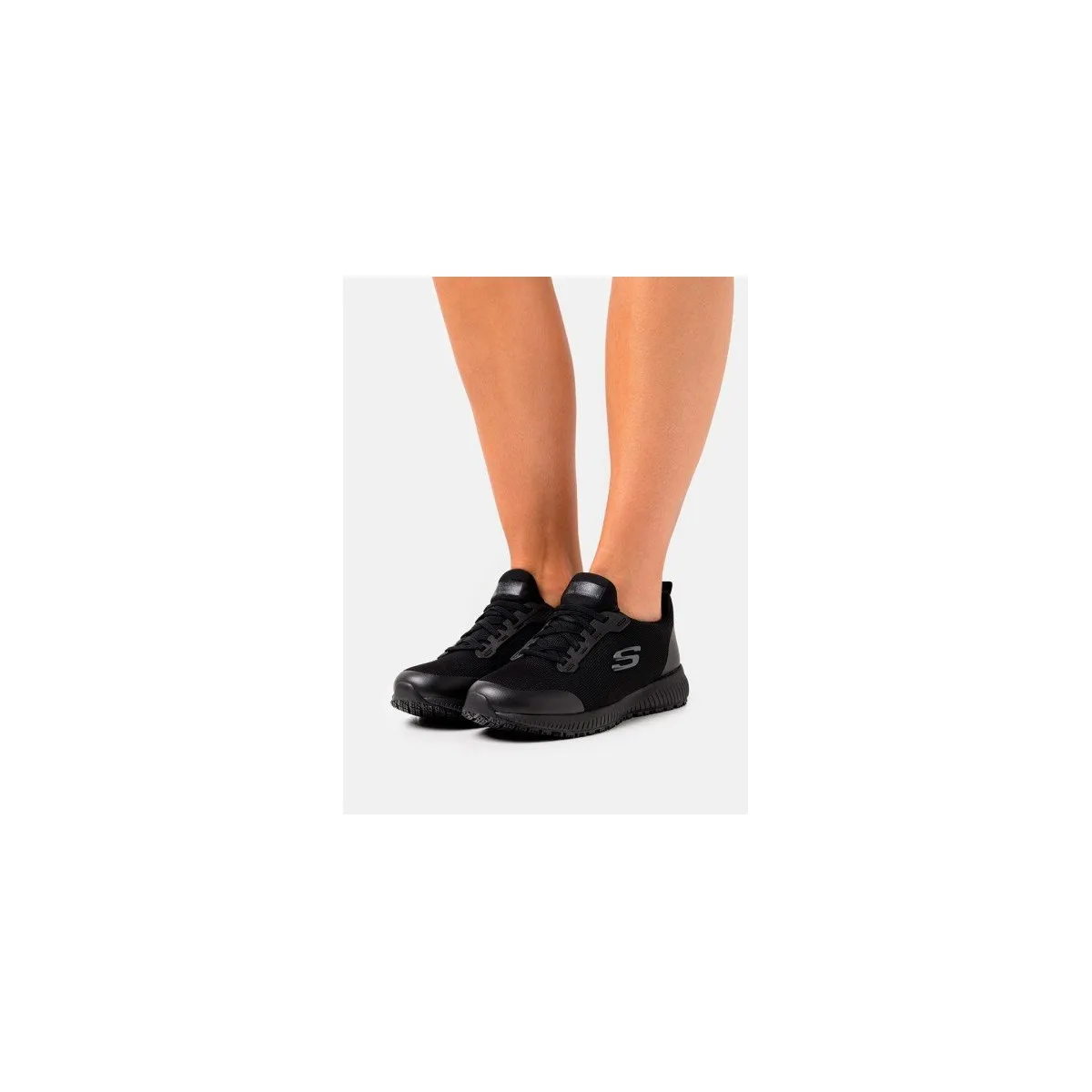 Skechers zapatilla trabajo mujer sin cordón Squad negro Sk77222