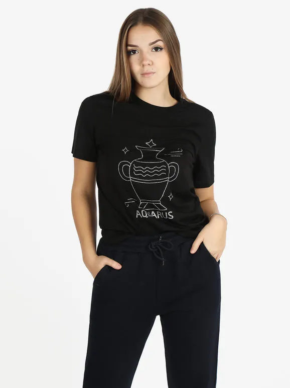 Solada Camiseta de manga corta mujer signo del zodiaco Acuario