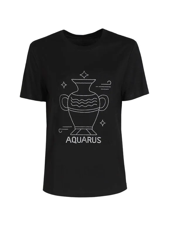 Solada Camiseta de manga corta mujer signo del zodiaco Acuario