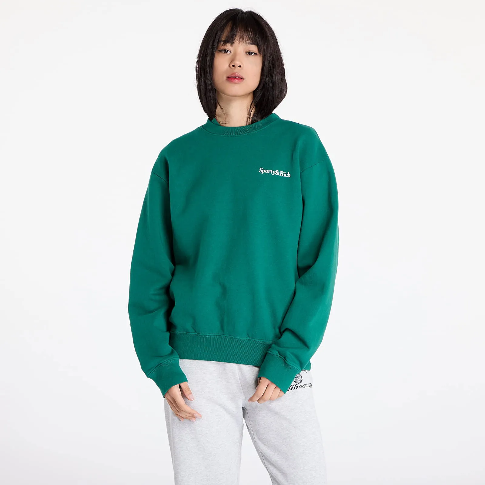 Sporty & Rich Health Is Wealth Crewneck UNISEX Alpine/ White XS