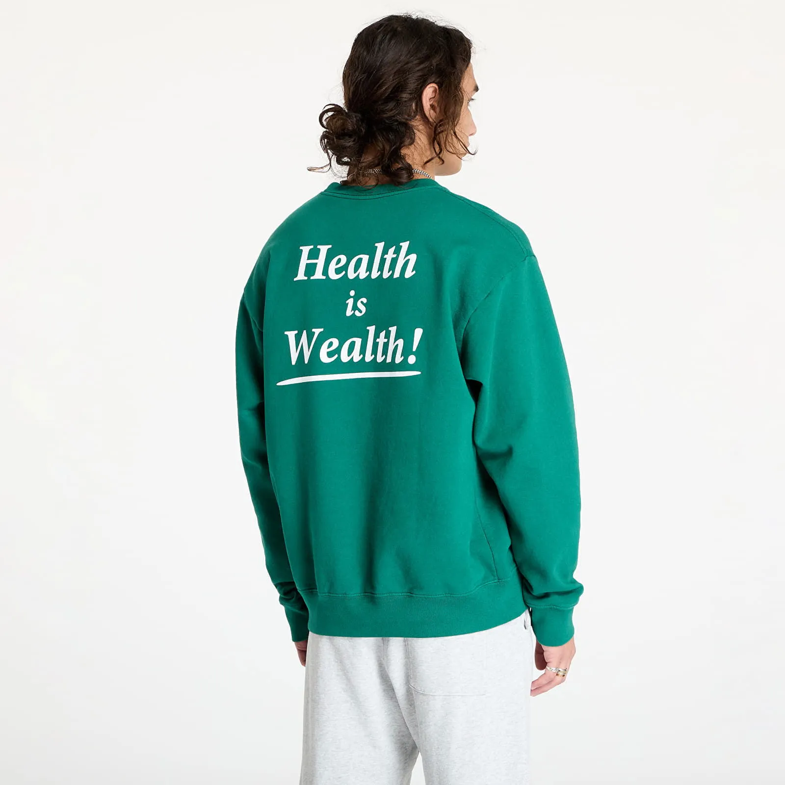 Sporty & Rich Health Is Wealth Crewneck UNISEX Alpine/ White XS