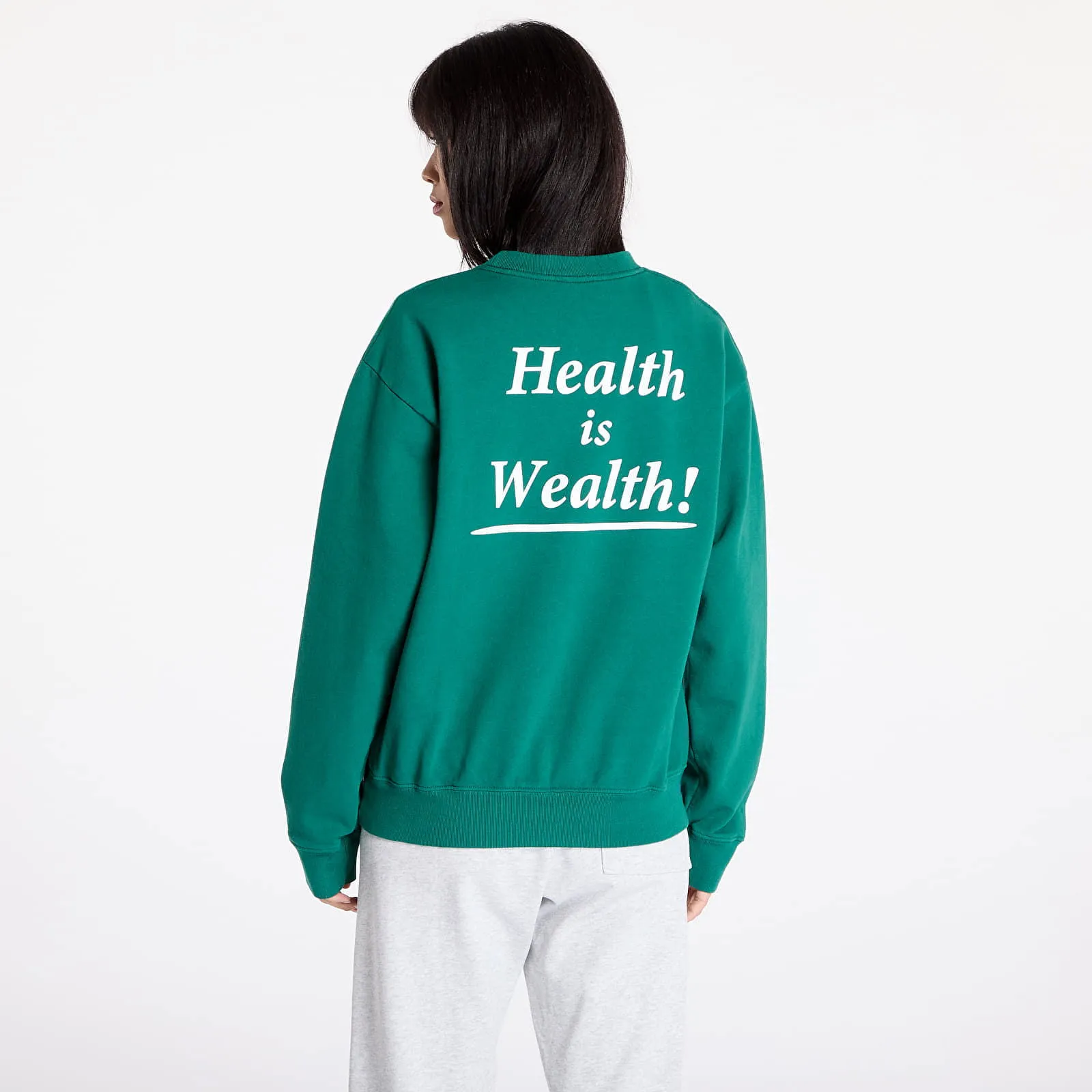 Sporty & Rich Health Is Wealth Crewneck UNISEX Alpine/ White XS