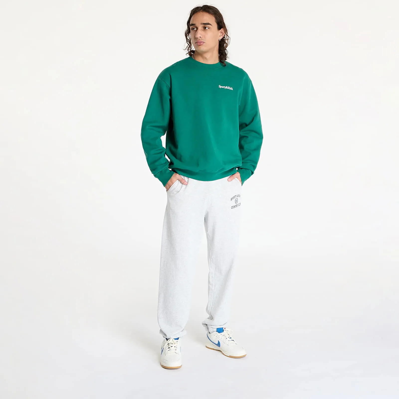 Sporty & Rich Health Is Wealth Crewneck UNISEX Alpine/ White XS