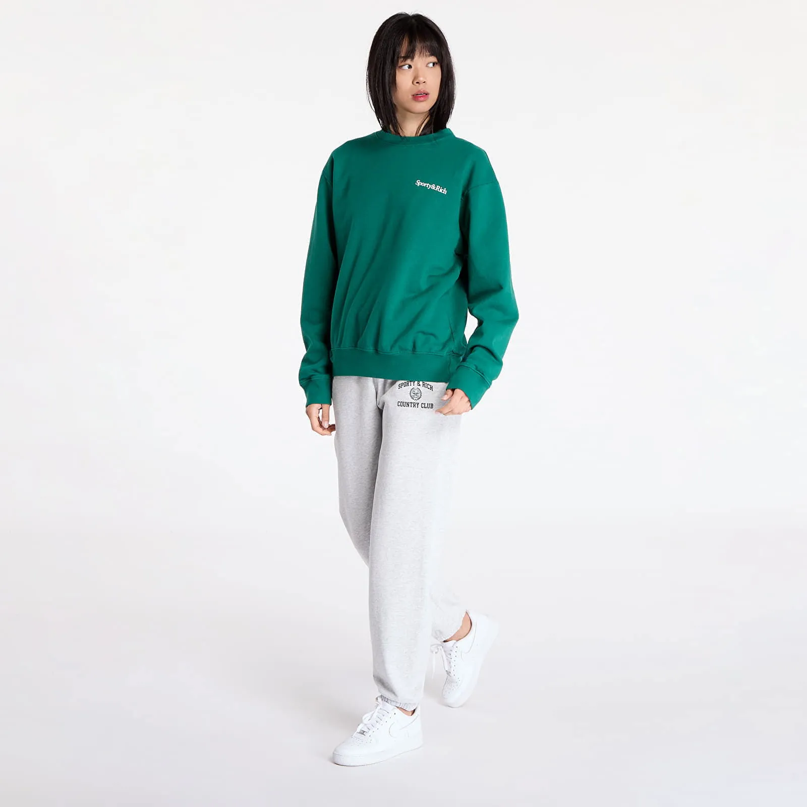 Sporty & Rich Health Is Wealth Crewneck UNISEX Alpine/ White XS