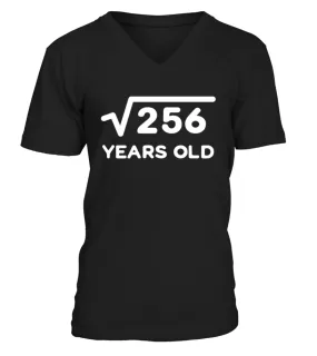 Square Root Of 256 Shirt For 16th Birthday Or 16 Year Old Camiseta cuello en V Unisex