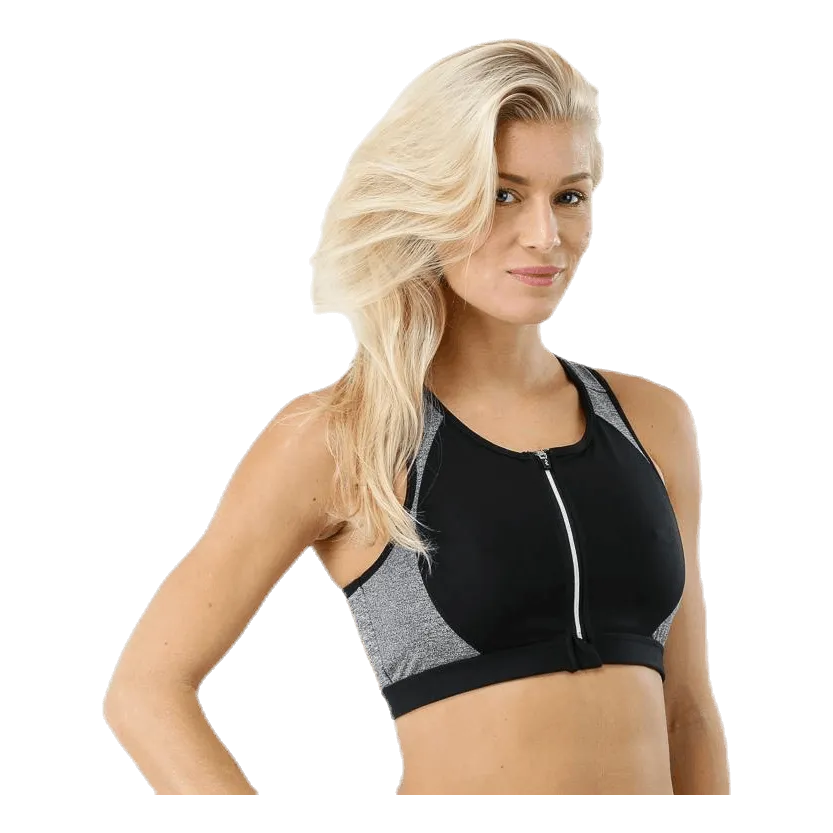 Stay In Place Zip Bra Grey