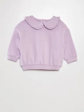 Sudadera de algodón con cuello bebé - PURPURA