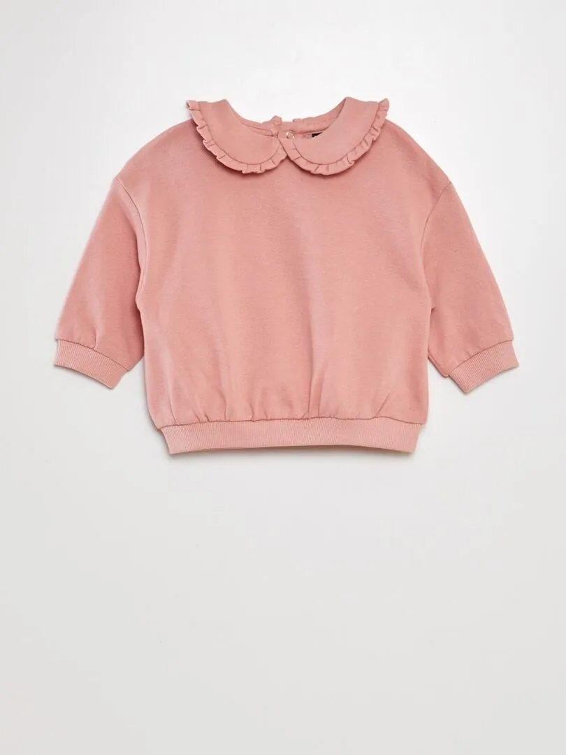 Sudadera de algodón con cuello bebé - ROSA