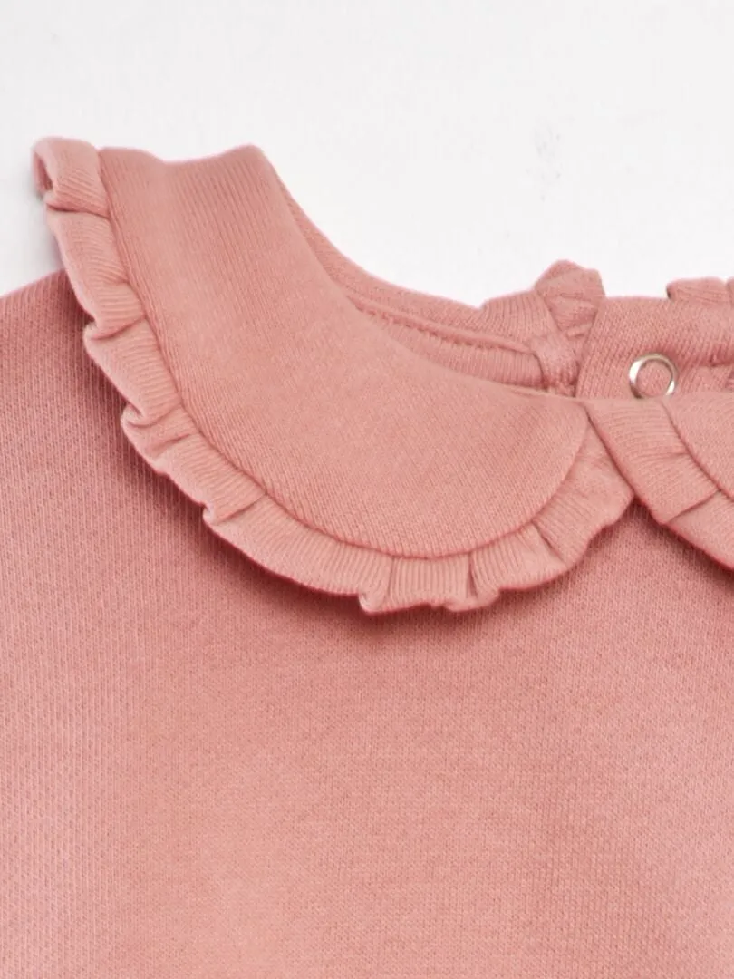 Sudadera de algodón con cuello bebé - ROSA