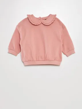 Sudadera de algodón con cuello bebé - ROSA