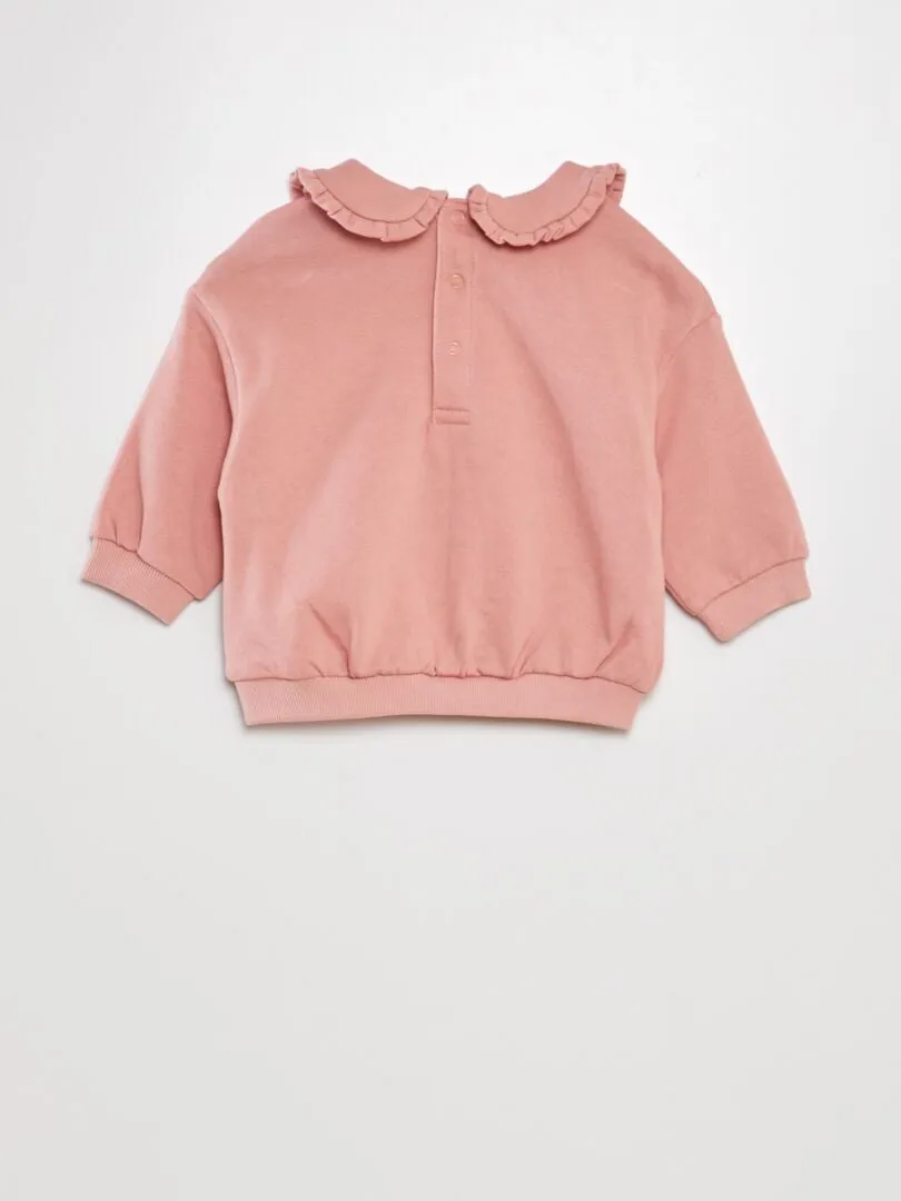 Sudadera de algodón con cuello bebé - ROSA