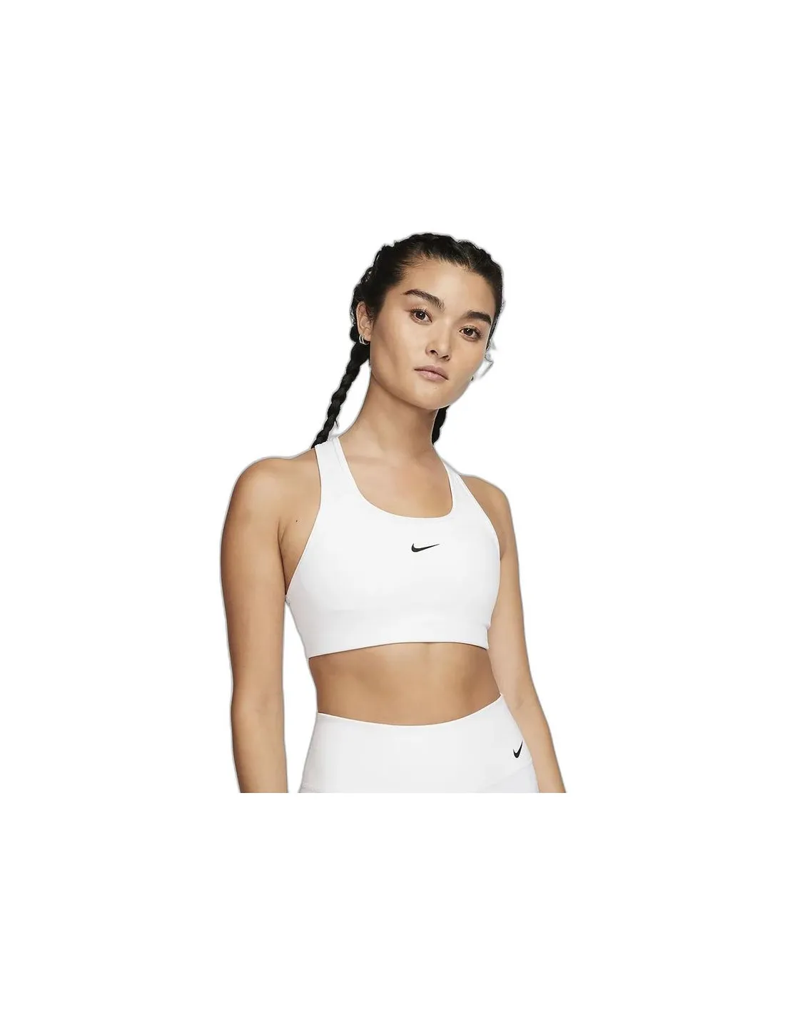 Sujetador Deportivo de Fitness Nike Swoosh Medium-Support Mujer Blanco