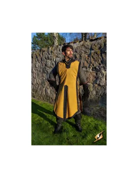 Tabardo medieval Clement bicolor, amarillo grifo - negro épico